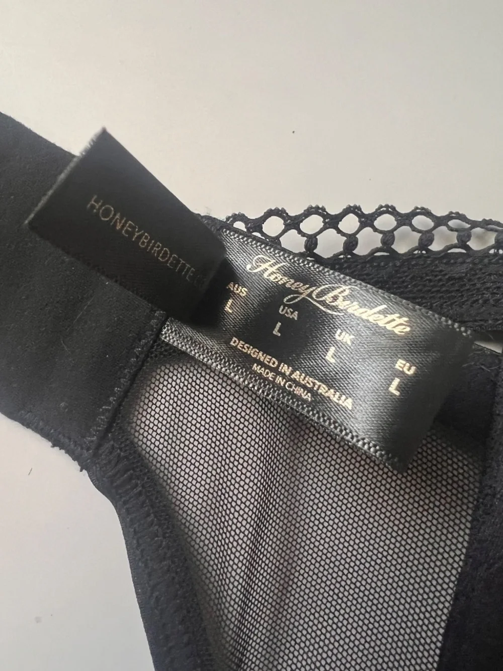 Honey Birdette Black Lace Strappy Garter Belt Suspender Size L - Picture 11 of 12